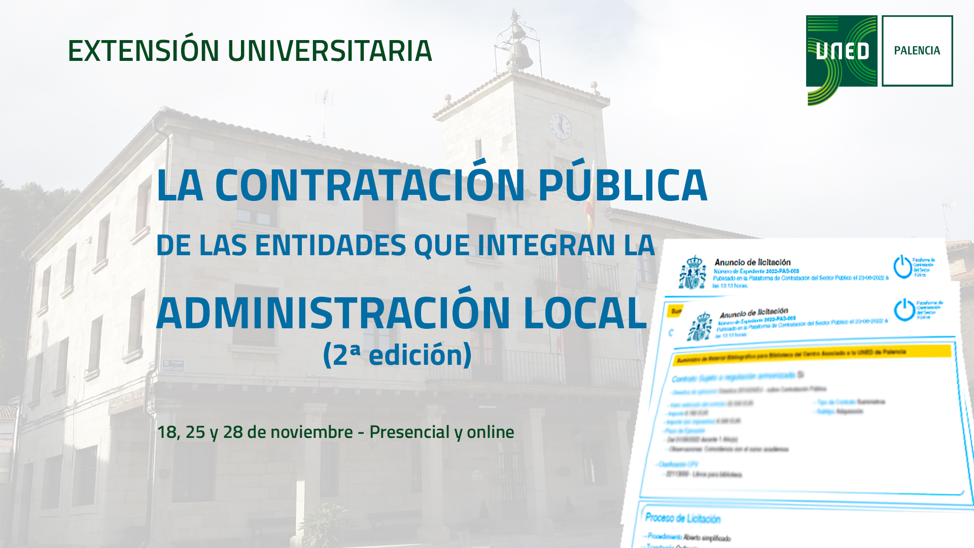 <a href=https://extension.uned.es/actividad/27324>Curso La Contratación Pública de las Entidades que integran la Administración Local - 2ª edición</a>